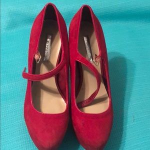 Red Faux Suede 6 in heels